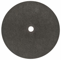 Tylna, czarna strona tarczy do cięcia metalu i stali nierdzewnej STONER 230 × 1,8 × 22,2 mm – widoczna struktura materiału ściernego oraz centralny otwór montażowy.