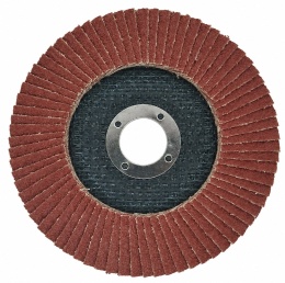 Brązowa tarcza listkowa do szlifowania metalu i drewna STONER PF10072 P60 125 × 22,23 mm – widok strony roboczej.