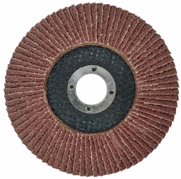 Brązowa tarcza lamelkowa Silver Tools S10051 P36 125 mm do metalu i drewna – widok strony roboczej.