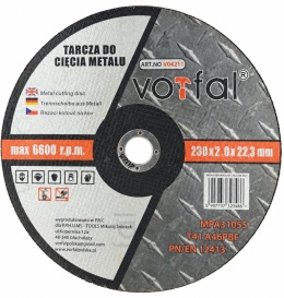 Tarcza do cięcia metalu VORFAL V04211 230×2,0×22,3 mm – przód